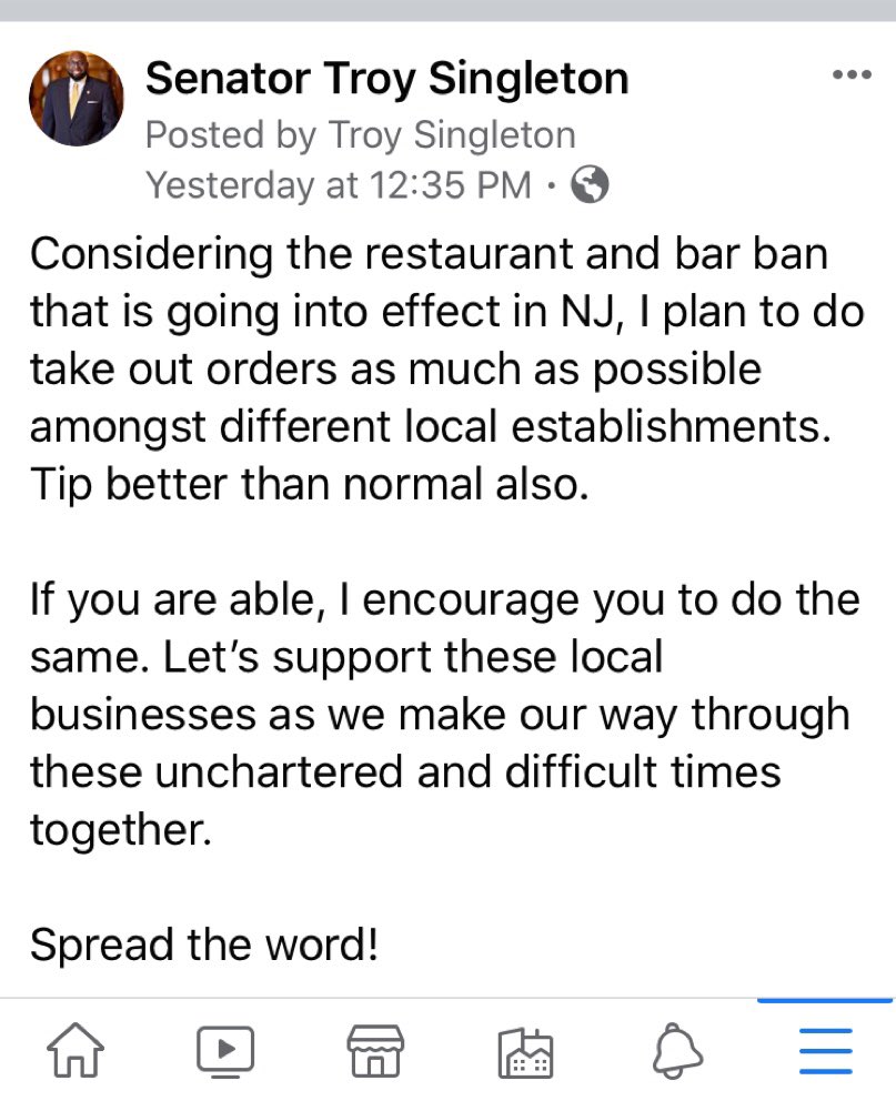 Troy4NJ7's tweet photo. Support local businesses by ordering take out if you can. We can get through this together https://t.co/rhaJAFiqOp