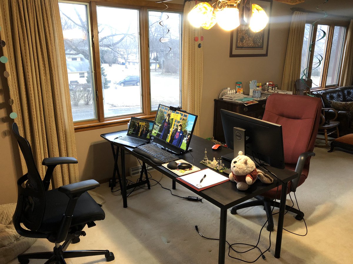 MarcDoepnerHove's tweet photo. COVID style home office for the next six weeks. Anyone want to put odds on our marriage lasting?  First Tweet in two years. https://t.co/MCdSGIrNMK