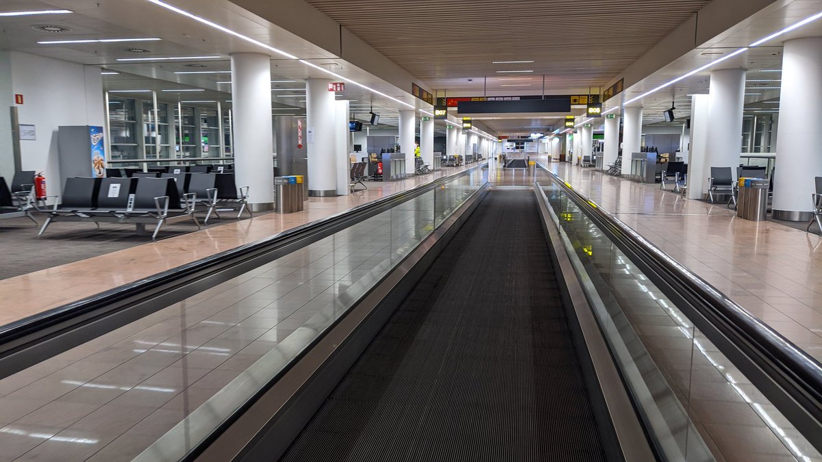 MPwrites's tweet photo. Hadi sent this of his current location. He's literally the only person in the transit zone in Brussels. @tomhanks could probably turn this into a movie when he gets better. Oh wait ... https://t.co/ZWCUsNhPFs