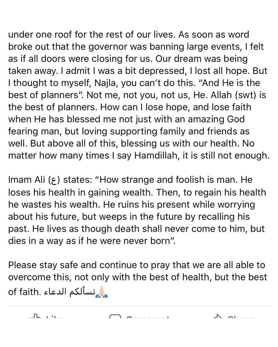 najcharara's tweet photo. Let’s pray we are able to overcome this with the best of health and faith❤️🙏🏻 https://t.co/E6T7qNbJop