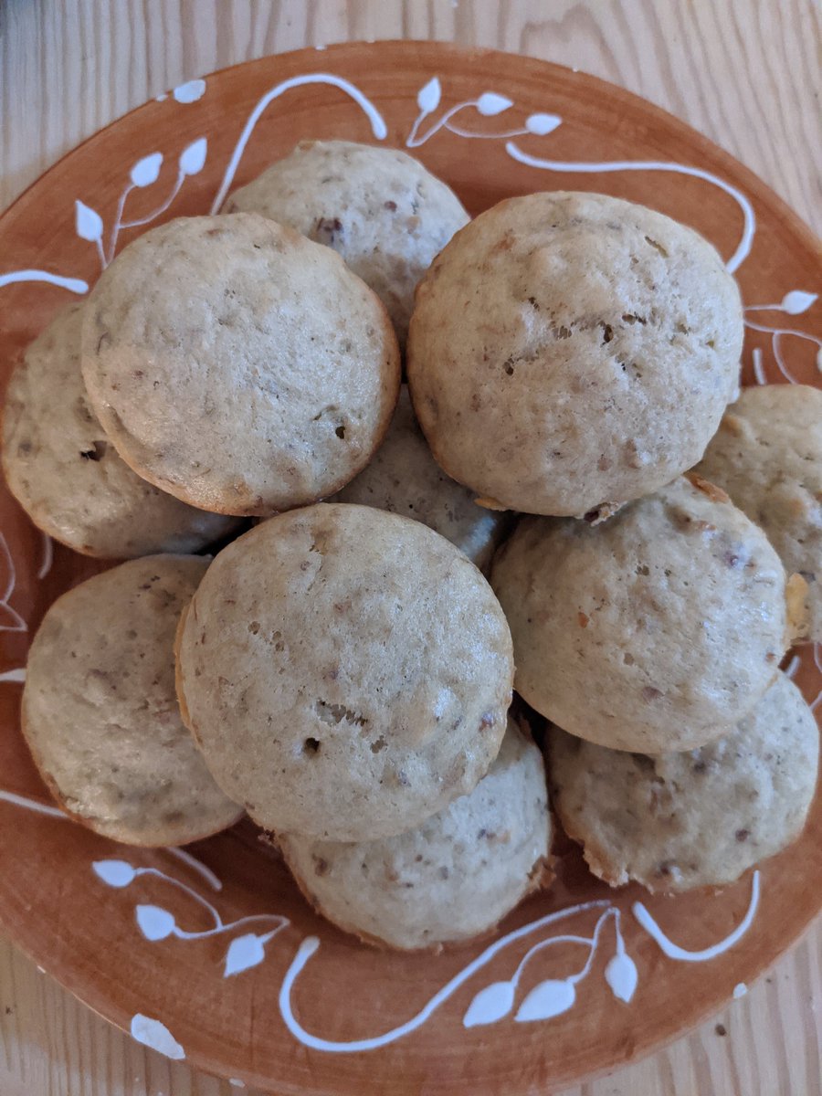 finished isolation baking project #1 last night: banana-walnut muffins. isolation baking project #2 is in progress now