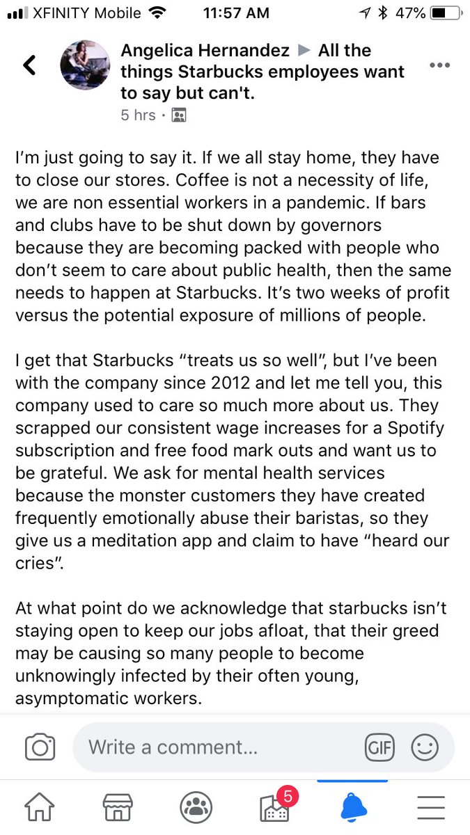 avh1992's tweet photo. I'm a barista at @starbucks . Their idea of prevention is only allowing to-go and drive thru...today was day one of that and it's business as usual with a sharp increase in elderly customers. Please for the love of God #CLOSESTARBUCKS #COVID2019 @FresnoBee https://t.co/iSO9s7AYxP
