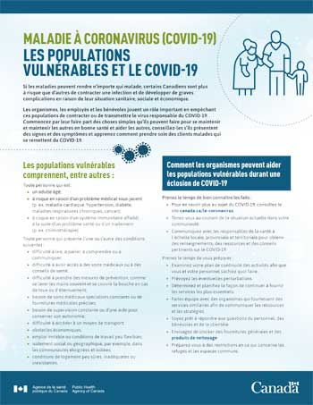 VL_Mtl's tweet photo. Les populations vulnérables et la COVID-19. 
Source: Agence de la santé publique du Canada
#COVIDCanada #COVID19Quebec #CoronaVirusUpdate #Coronavirus https://t.co/kszveFZrvX