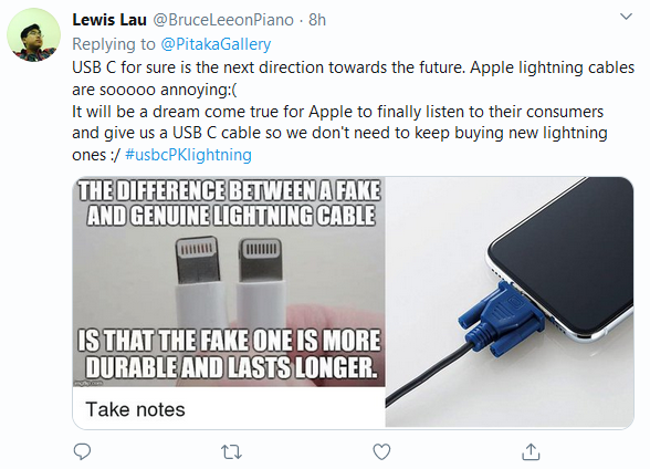 PitakaGallery's tweet photo. 1st part featured comments from USB-C or Lightning discussion. Anyone still miss the topic? Check the pinned post and let us hear your voice. #usbcPKlightning https://t.co/xMaobn355K