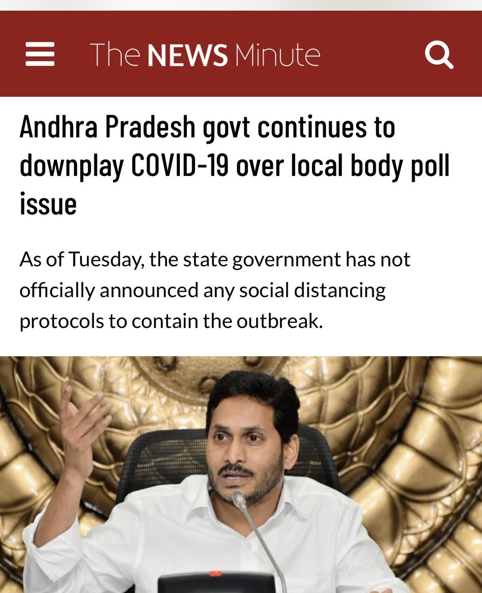 saibollineni's tweet photo. Andhra Pradesh CM is a bigger threat to the people than the Corona virus. @PTI_News @rsprasad @rashtrapatibhvn @ECISVEEP @PMOIndia @WHO @hrw @dhanyarajendran @VPSecretariat #SaveAPPeople #COVIDー19 #COVID19 https://t.co/14dQT9QdJn
