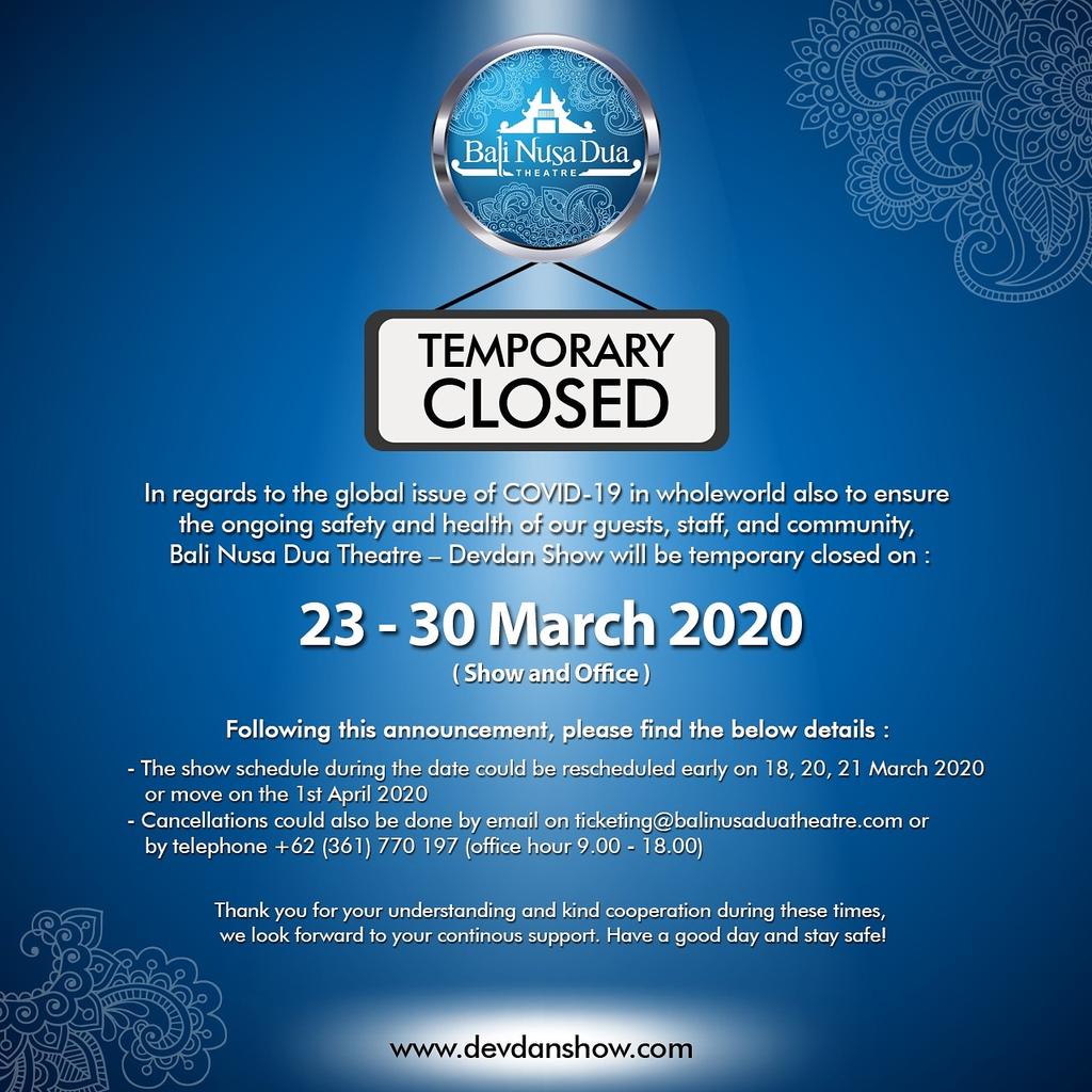devdanshowbali's tweet photo. Let's give the universe a break, stay safe and keep healthy! See you on April 🙏 https://t.co/DM69zVeJ2r