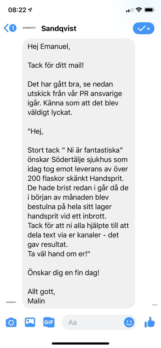 Någon har brutit sig in i Södertälje sjukhus och stulit hela lagret handsprit. 
Gissa om de blev glada när lokala företagare samlade ihop 200 flaskor och donerade. 

Men vad är det för flan som stjäl - av sjukhus!! - i tider som dessa?