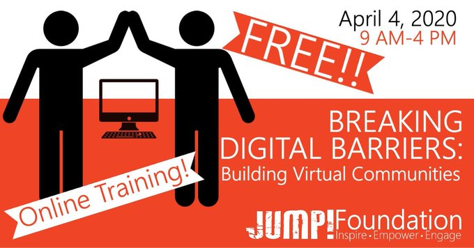 jumpfoundation's tweet photo. Sign up here for our free Breaking digital barriers training: https://t.co/49KpzPBgsF #Community, #Collaboration #Innovation https://t.co/AroELwGPkM