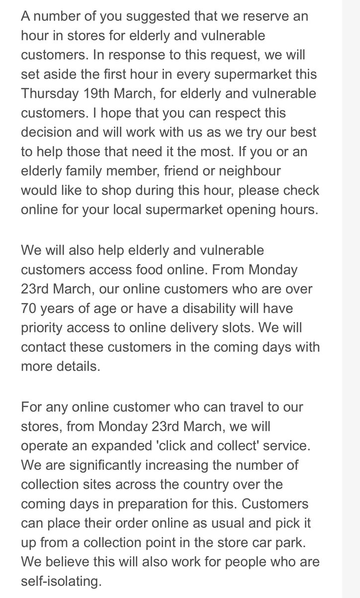 StanCollymore's tweet photo. BREAKING. Sainsbury's limit toilet paper, soap and UHT in order to have more for all, and the elderly will have priority in store (at certain times) and online. Meat and fish counters to close in order to stock more essential items. https://t.co/iSNG9ZKZSr