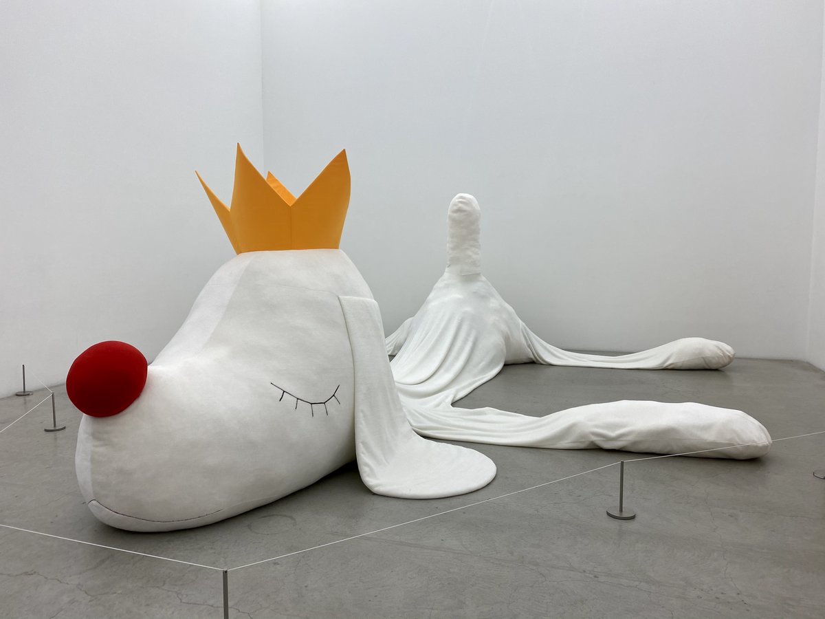 👑大きな犬が少し元気になりました！ 展示室で寝ている大きな犬。 やせ