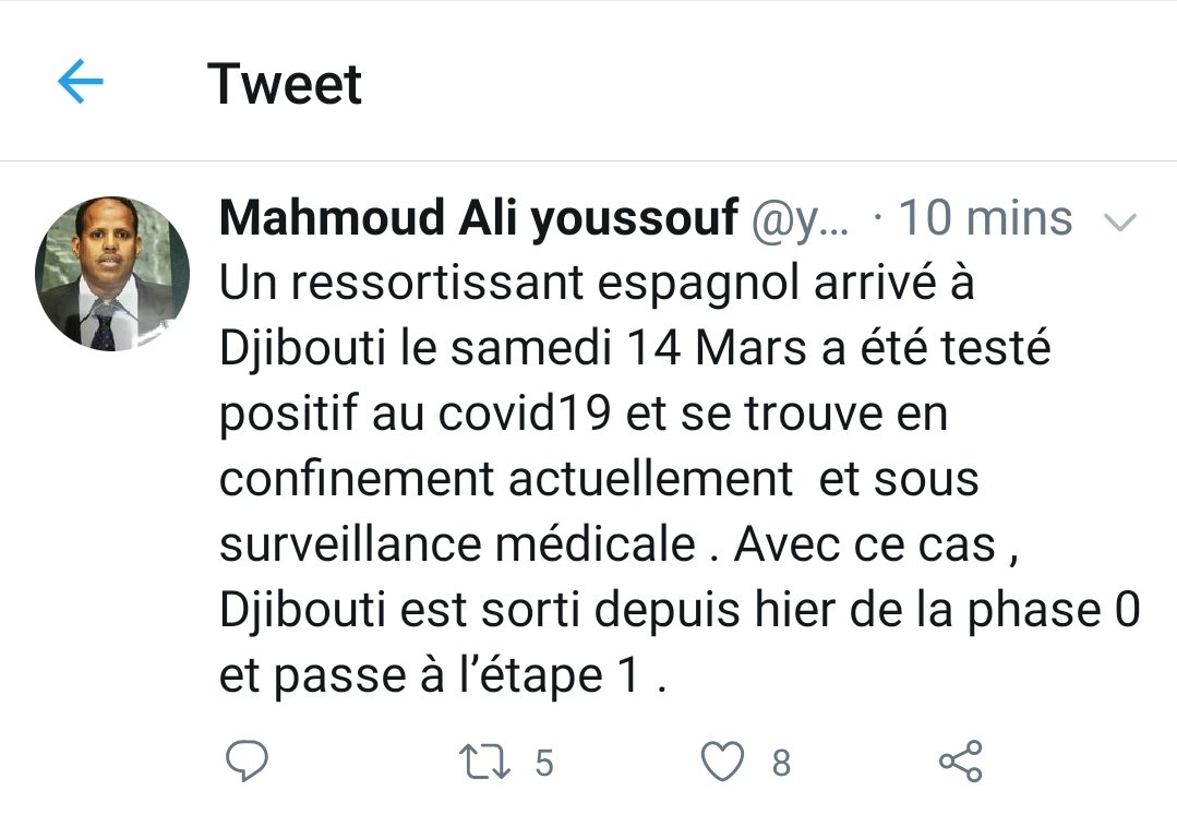 info_djib's tweet photo. #Djibouti 
#coronavirus ou #covid19
Un premier cas de coronavirus confirmé à  Djibouti. https://t.co/mVPT3BgYdI