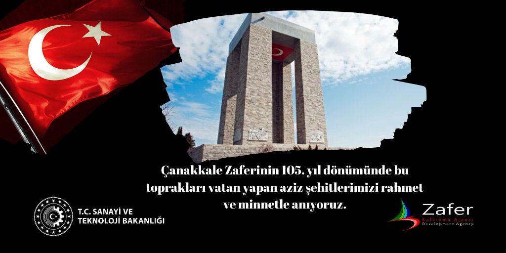 #tekihtimalzafer #CanakkaleGecilmez 
<a href="/TCSanayi/">Sanayi ve Teknoloji Bakanlığı</a> <a href="/KalkinmaAjansGM/">Kalkınma Ajansları Genel Müdürlüğü</a> <a href="/VELIOGUZ/">Veli Oğuz</a>
