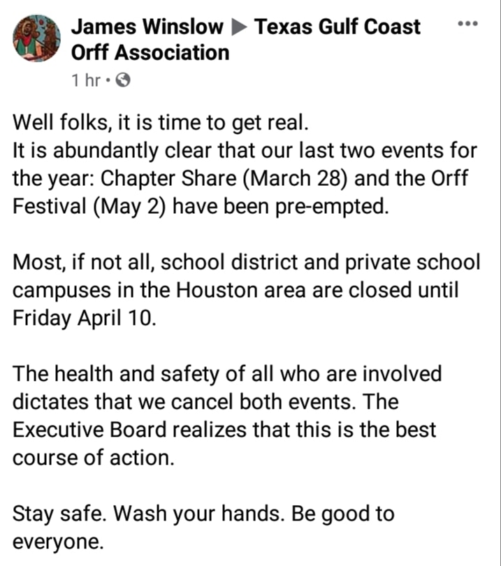 Sad news - our remaining events for the 2019-2020 school year have been cancelled. Stay healthy, everyone!