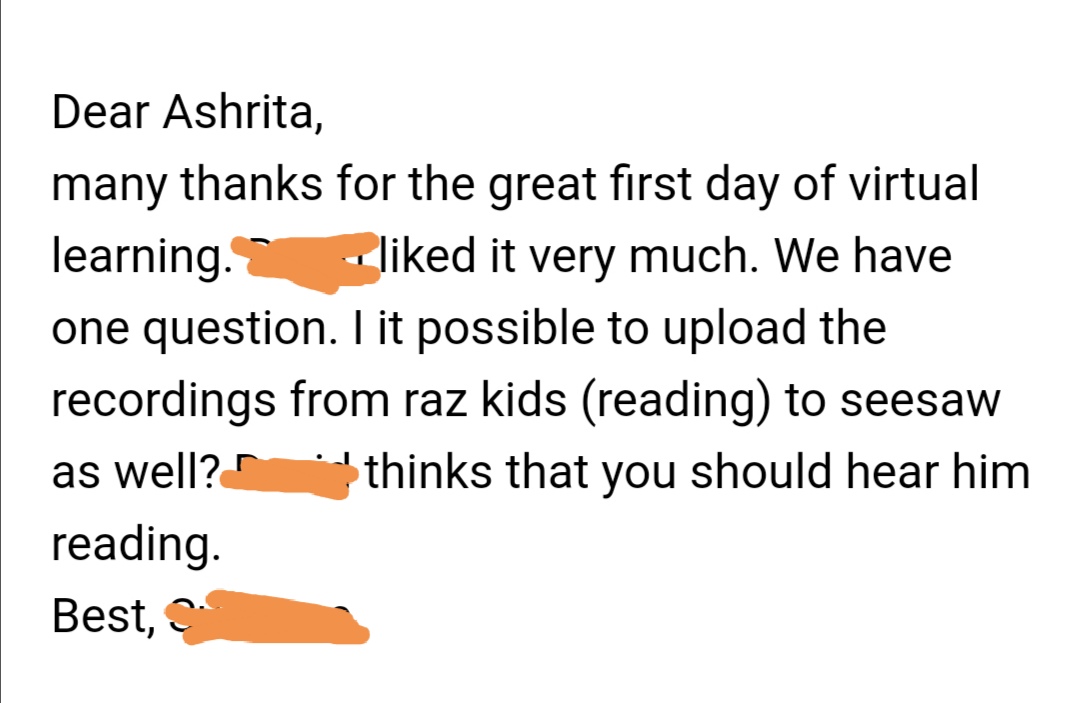 #Parents and #Kindergarten #Students <a href="/ASBIndia/">The American School of Bombay</a> are loving <a href="/Seesaw/">Seesaw</a>'s new #HomeLearning feature. Have you tried it yet? It's a great way to stay connected while #VirtualLearning. #KinderChat <a href="/ibpyp/">IB PYP</a> #WhatSchoolShouldBe #FutureReady #EduTech #EdTech #ADEChat