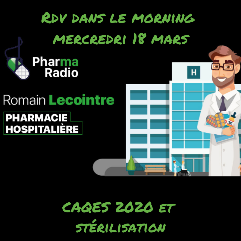 LecointreRomain's tweet photo. ✅Mercredi sur @pharmaradio c'est le rdv de la #pharmacie à l'hôpital. On évoque dans le morning aujourd'hui un sujet important : le #CAQES.
Cette année nouveauté la #stérilisation intégre le dispositf. On en parle dans la chronique.
🔊https://t.co/CCmRJ9FvoX https://t.co/itYVAcAVvz