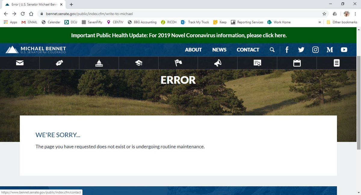 EvaFrom83's tweet photo. @SenatorBennet I tried to reach out to your team via your website but received the following error message https://t.co/ITNMoQGTg0