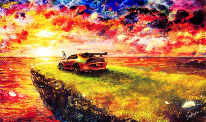 これは5年前にワイスピ見た後半泣きで描いた絵です、、 