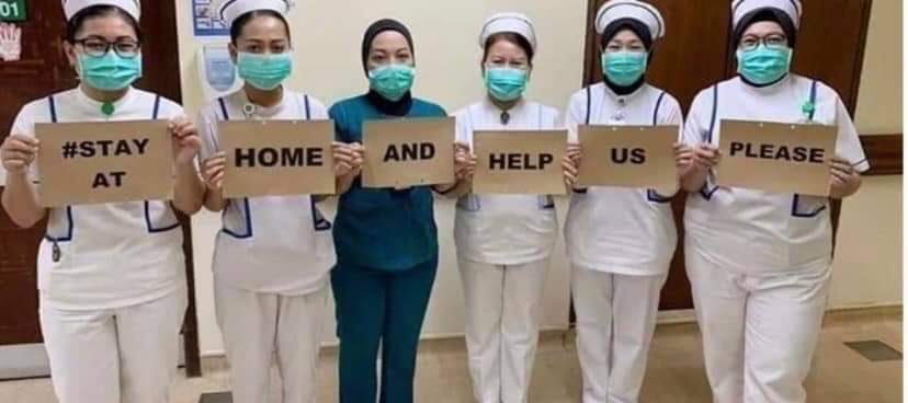aik_arif's tweet photo. Bantulah tenaga medis yg sudah kewalahan, jangan menjadi pasien baru. Tetaplah di rumah. Kalau terpaksa keluar, jaga jarak sosial dan bawa perlengkapan aman: pembersih tangan dan masker. https://t.co/gufCScM3yj