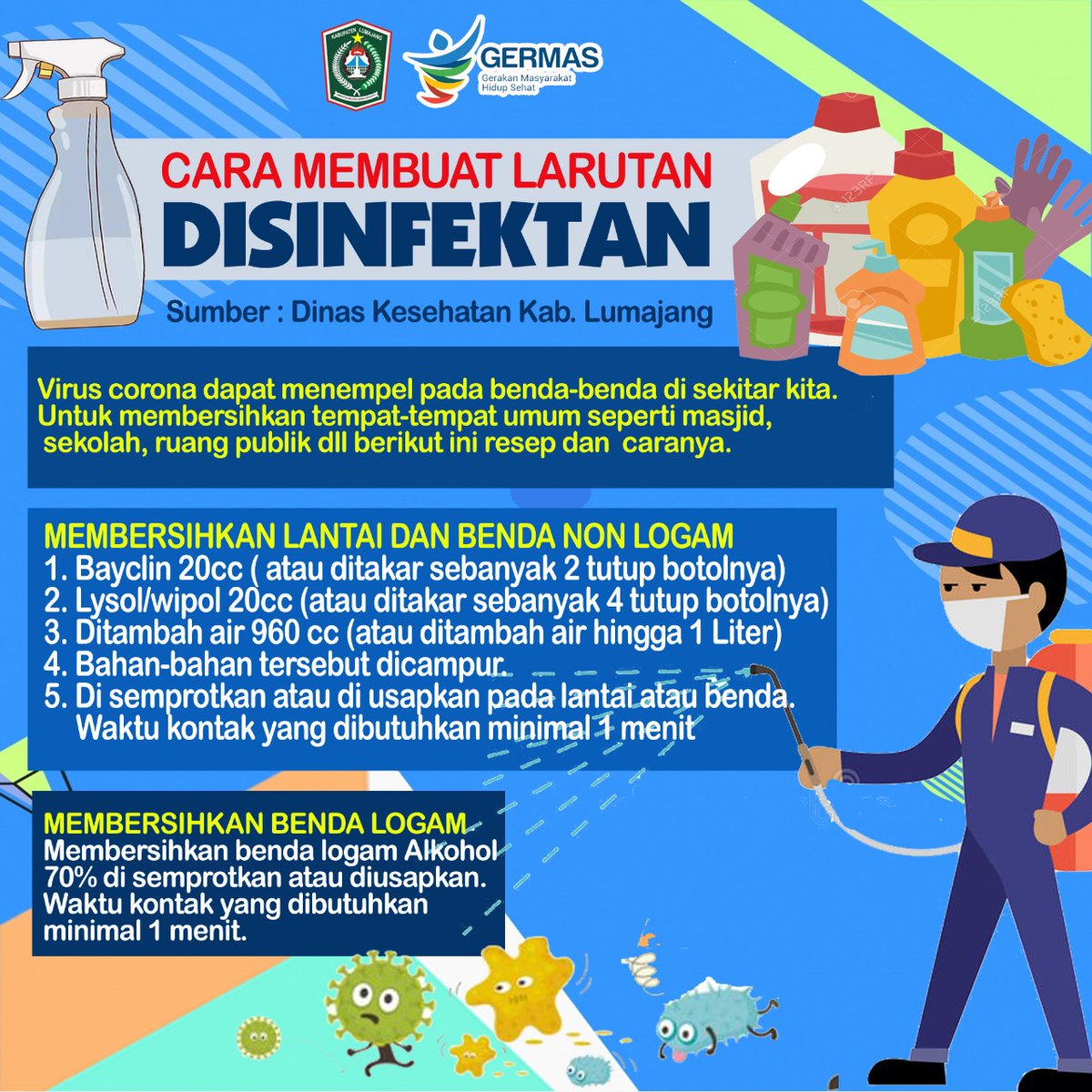 Kabupaten Lumajang Twitterren Selamat Siang Sobat Lumajang Tahu Gak Sih Salah Satu Pencegahan Penyebaran Virus Covid 19 Di Tempat Umum Dilakukan Pemerintah Dan Instansi Dengan Menyemprot Dissinfektan Sahabat Sehat Ternyata Disinfektan Ini Bisa