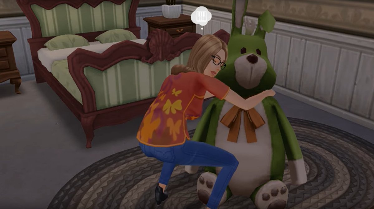 SimGuruMegz's tweet photo. 🥰Did anyone else notice my SimGuru hugging Bun-Bun in the latest #SimsTV episode?! Who else is keen for the Easter event next month?!🐰 https://t.co/zw2254UNd5