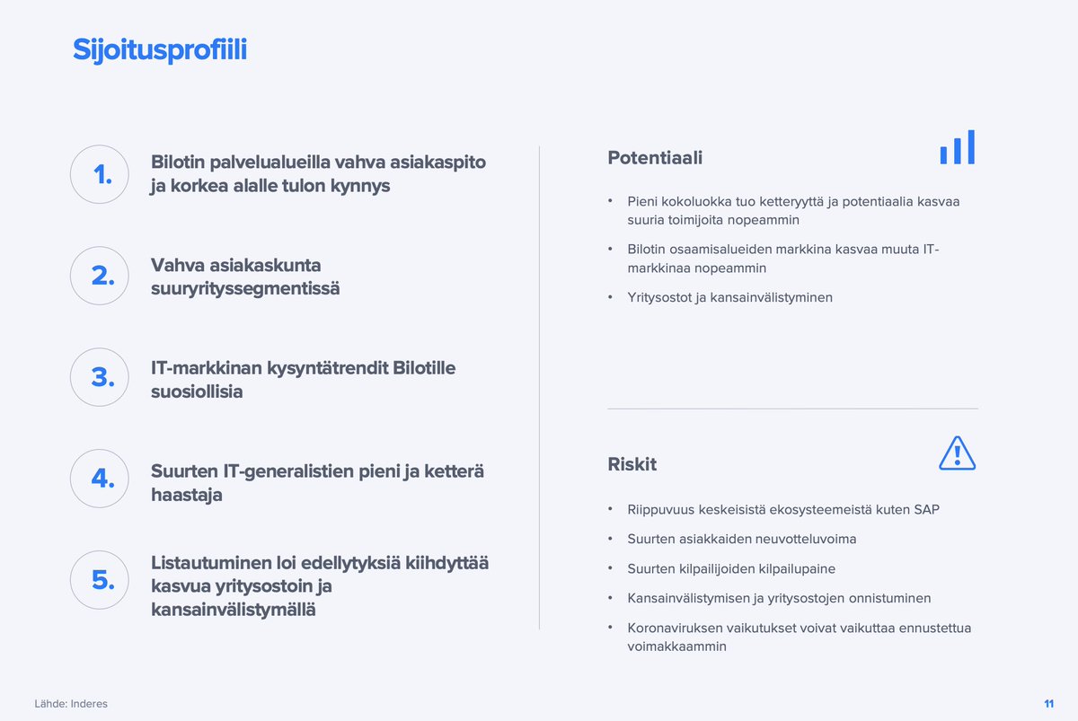 Inderes's tweet image. #Bilot on vakaalle perustalle rakennettu IT-konsulttitalo. Aloitamme Bilotin seurannan tänään. Yhtiöraportti on vapaasti luettavissa sivuillamme.

inderes.fi/fi/kasvupolun-….