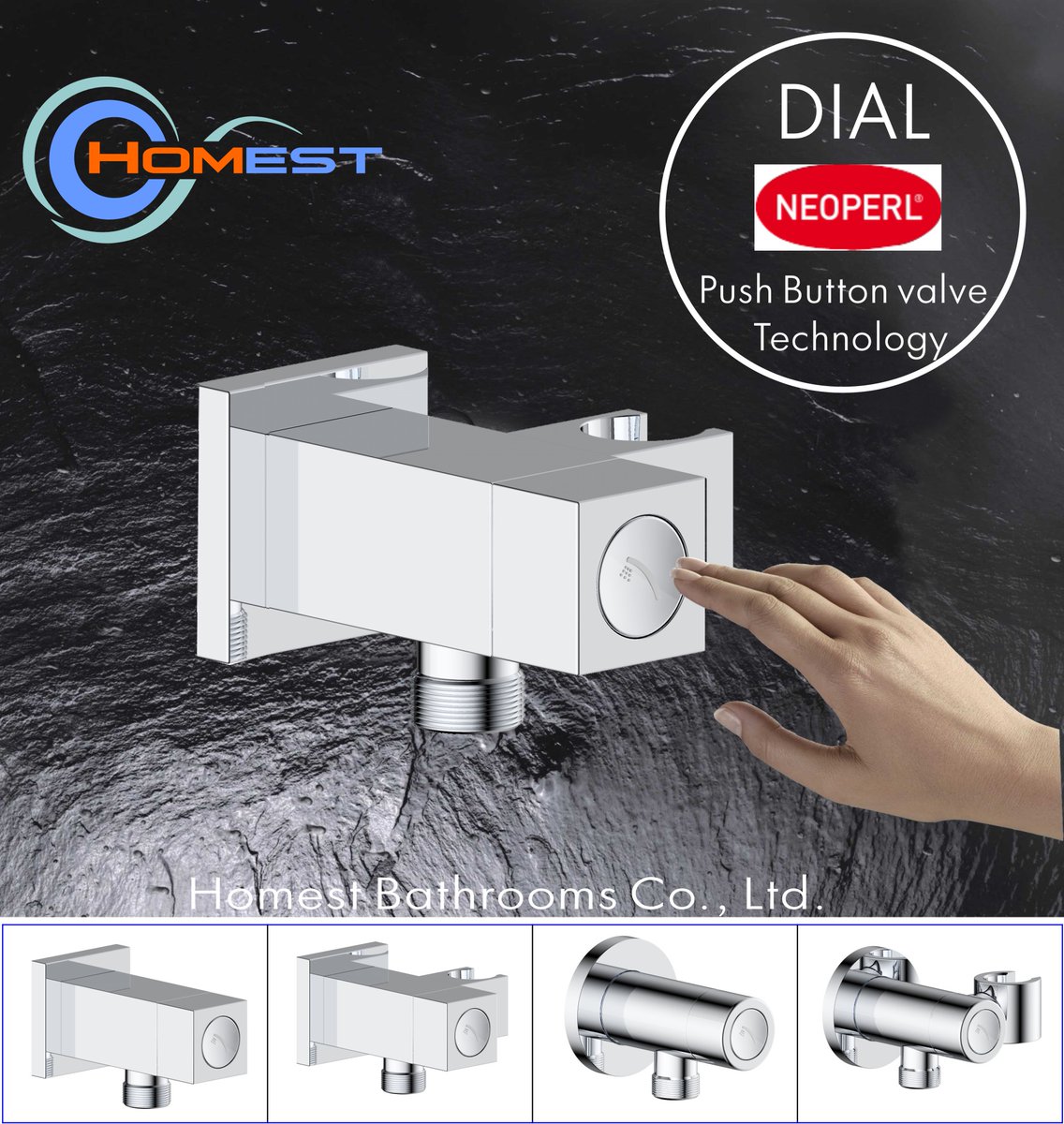 We are pleased to introduce our Unique, outstanding Shower wall elbows / wall unions with push button ON/OFF in Round and Square version. Safe for kids and elders. NEOPERL cartridge with 500,000 times lifetime. Contact with us now for the details. Thanks!! #bathrooms #shower