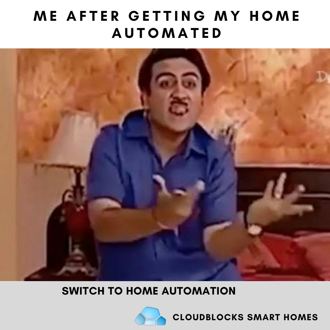 cloudblocks_cb's tweet image. Me after getting my home automated!

#homeautomation #homeautomationindia #funnypost #homeautomationmeme