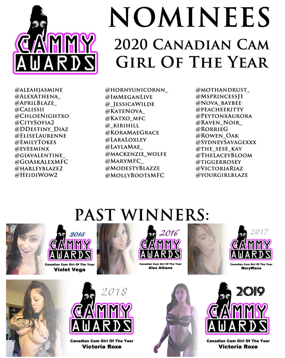 TheCamGirls's tweet photo. Congratulations to nominees on https://t.co/FSNGlKooTk for 2020 Canadian Cam Girl Of The Year including:
@MollyBootsMFC
@mothandrust_
@MsprincessJ1
@Nova_baybee
@peacheekitty
@PeytonxAurora
@Raven_Noir_
@RorrieG https://t.co/0q52eZXrq1