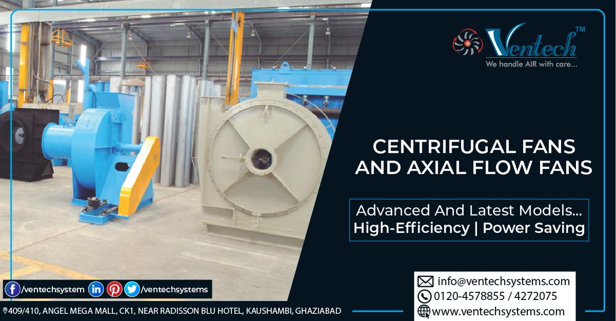 VentechSystems's tweet photo. Handle air in your industry premises with latest and advanced centrifugal fans &amp; axial flow fans. Ventech Systems provides a power-efficient &amp; energy saving range of fans. 
#pressurization #ventilationsystems #ventilation #manufacturers #airpolutioncontrolsystem #axialflowfans https://t.co/UnoBLzMgU7