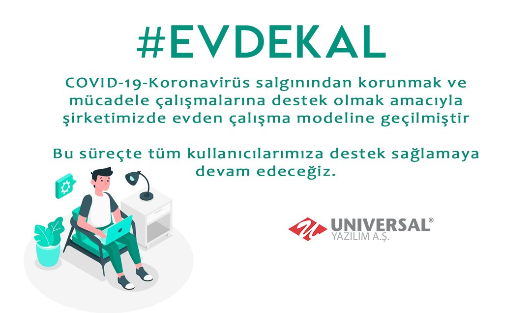 Universal_Yaz's tweet photo. Merhabalar,
COVID-19-Koronavirüs salgını sebebiyle, ekibimizin ve çevremizin sağlığını göz önünde bulundurarak 18 Mart Çarşamba tarihinden itibaren evden çalışma modeline geçtiğimizi sizlere duyurmak isteriz.

Bu süreçte tüm kullanıcılarımıza destek sağlamaya devam edeceğiz. https://t.co/Vp5v9U6MFX