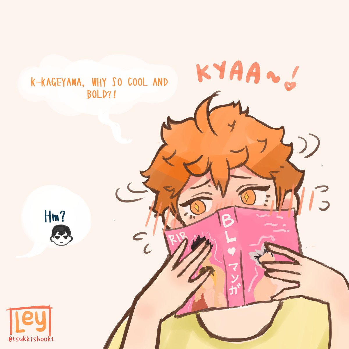 kagehina hanging out in a room but hinata's reading a BL manga 
??

// preference // 
