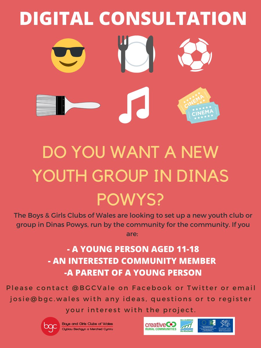 Our consultation evening in #DinasPowys is cancelled, however we are #thinkingpositive and looking at how we can plan #exciting things for the future! #YouthWork #YouthClub #Community #YouthAndCommunity