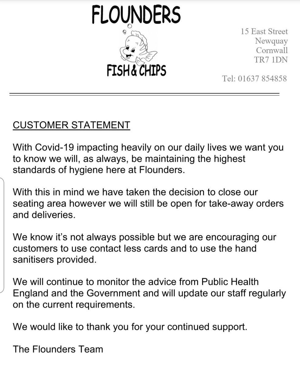 Customer update. Thanks for your understanding and support. Stay safe and look after yourselves. 🐟
.
#coronavirus #COVID19