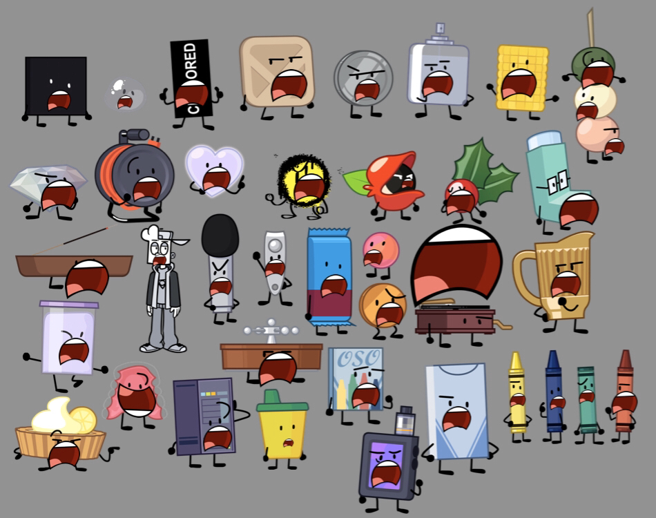 So i put the inanimate insanity mouths in a sheet. Yes i know its not bfdi  but still : r/BattleForDreamIsland