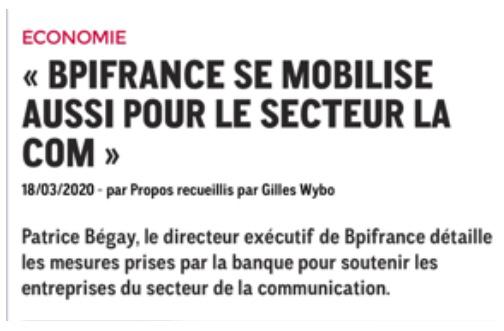 Le secteur de la communication et de l’événementiel contaminé par ce que nous vivons. Alors 1 seul mot d’ordre #UnionSacrée. 2020 n’est pas mort,demain s’écrira ensemble annonceurs+agences &amp; prestataires #vivants 
 ➡ Plan de soutien à lire <a href="/Strategies/">Strategies</a>   strategies.fr/actualites/age…