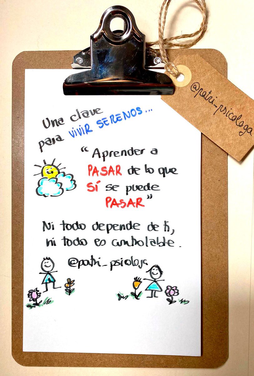 Patri_Psicologa's tweet photo. Una clave para vivir serenos... “aprender a pasar de lo que sí se puede pasar”.

Ni todo es controlable, ni todo depende de ti. 

Pasar no nos convierte en pasotas. Pasar nos permite poner la energía en todo aquello que sí depende de nosotros. https://t.co/vlPdaPlqlq