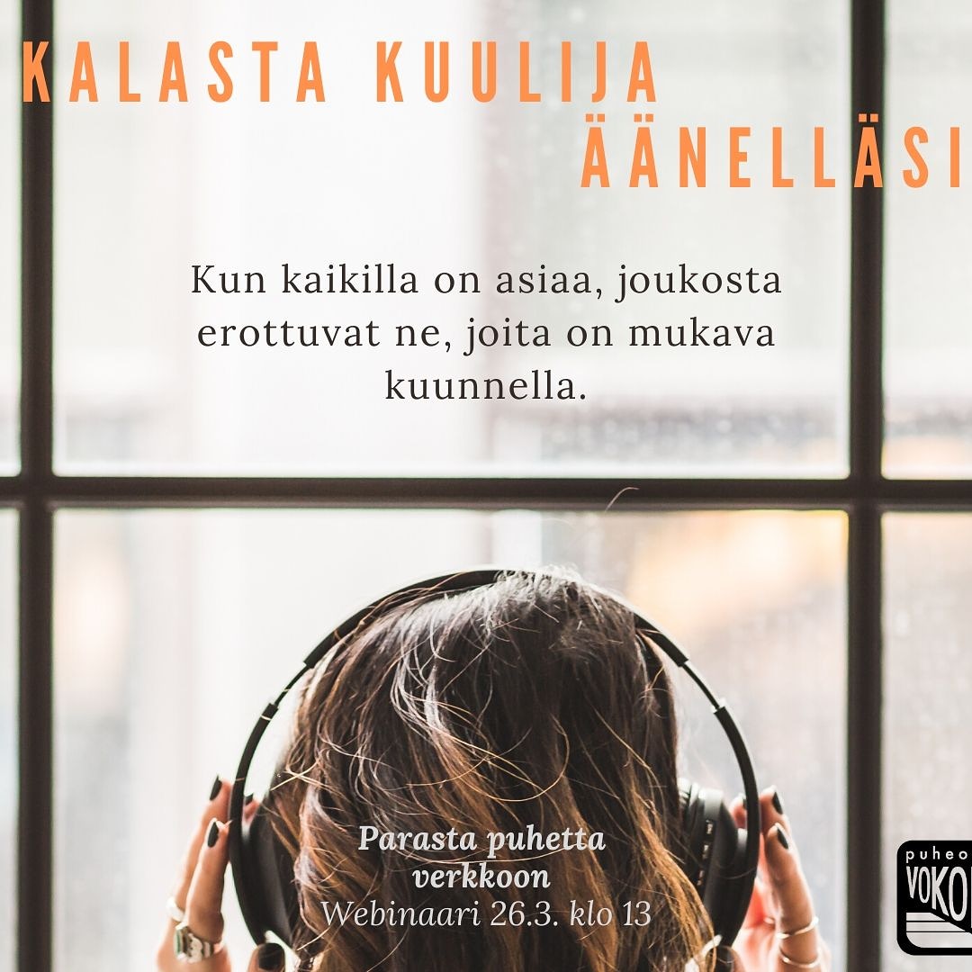 Tässä mun apu kaikille niille, jotka tilanne on ajanut nettiin puhumaan: kaikille avoin ja ilmainen webinaari puhumisesta erilaisissa audioissa, kuten podcastissa, verkkokurssilla, webinaarissa tai ihan vaan etäpalaverissa. Ilmoittaudu täältä: eventbrite.fi/e/parasta-puhe… #ääni #puhe