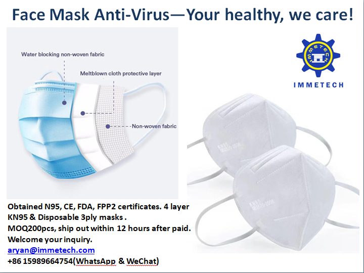 Aryanhhhh's tweet photo. Masks is the best gift in year 2020 for your families, friends and customers!! MOQ 200pcs， ship within 12 hours after paid.  
Obtained N95, CE, FDA, FPP2 certificates. N95. Welcome your inquiry for more details: aryan@immetech.com https://t.co/FaYK81YFGz