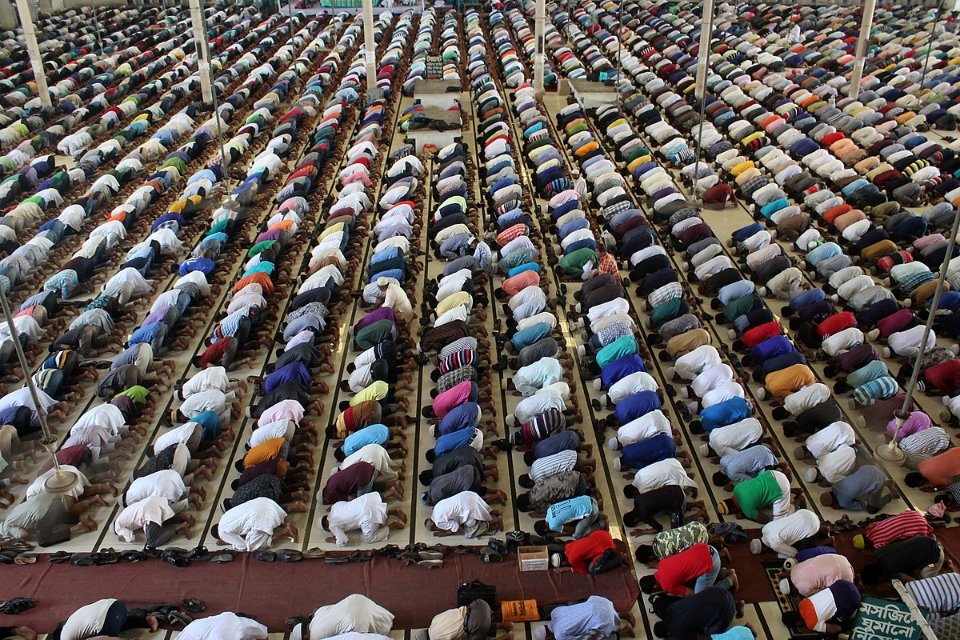 The second important thing about the Kabaa is actually something peculiar about every Mosque in the world. Try and see if you can spot the difference between these three mosques in Bangladesh, Turkey, & the UK, and this last photo from Mecca.