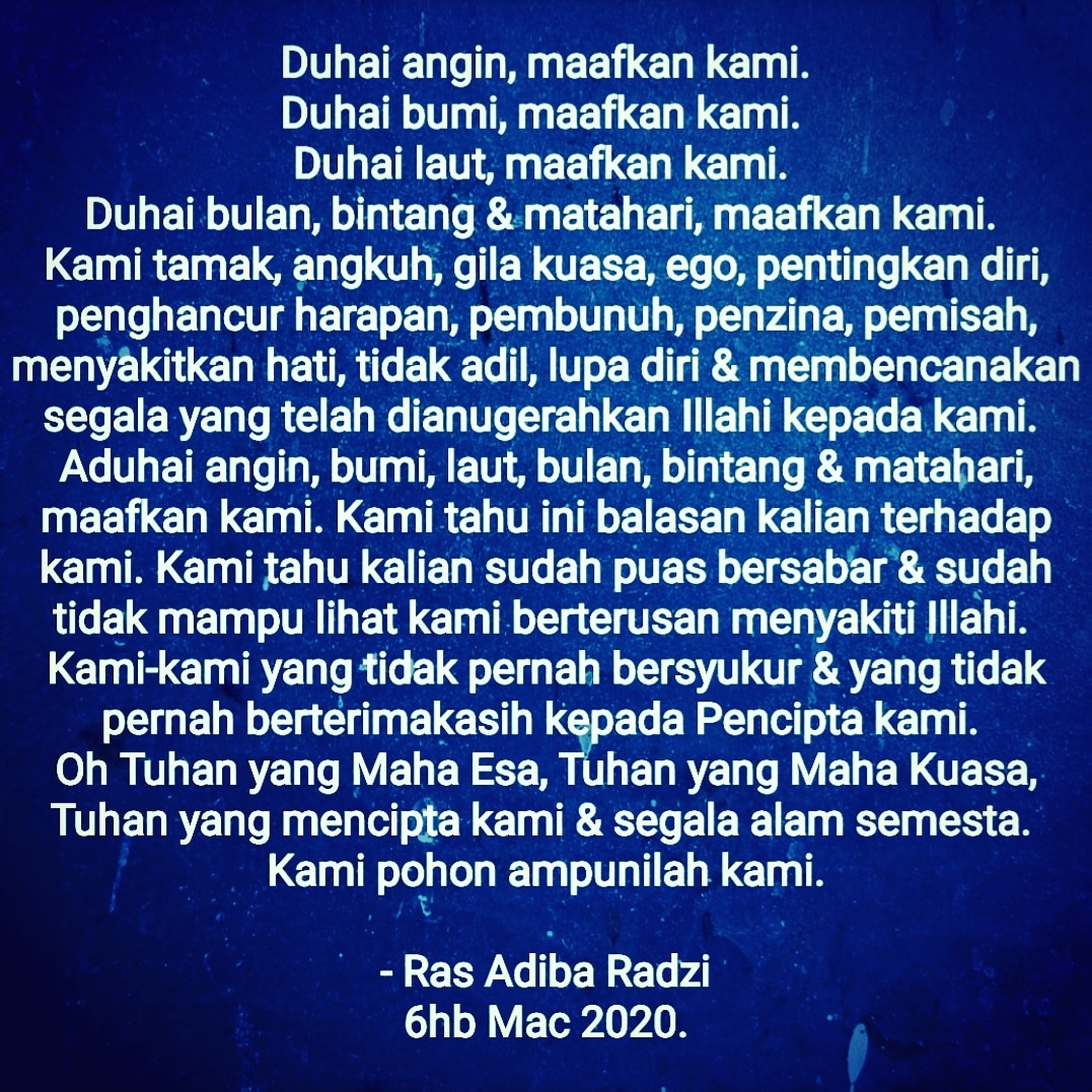 تويتر Ras Adiba Radzi على تويتر Aduhai Sahabat Dan Keluarga Semua Pohon Kongsikan Sajak Dan Doa Ini Bersama Semoga Doa Kita Di Terima Illahi Duhaituhan Doabuatmalaysia Doabuatdunia Tuhanyangmahaesa Kamipohon Kupohon Covid 19