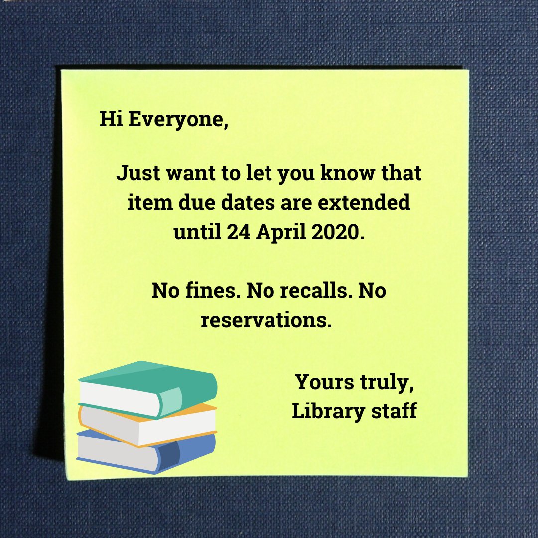 Hi! Yes, you! Just a little note to inform you about the extended item due date. We hope it helps. 😁

<a href="/RoehamptonUni/">Uni of Roehampton</a> <a href="/RoehamptonSU/">Roehampton SU</a> <a href="/Badger_Space/">Whitelands College</a> <a href="/RoehamptonEdu/">Roehampton Education</a> @RoeRightNow <a href="/UoR_LifeScience/">UR Life and Health Sciences</a> <a href="/RoehamptonAVR/">Roehampton AVR</a> <a href="/RoeSupport/">Student Wellbeing</a> <a href="/UoR_Law/">RoehamptonLawSchool</a> <a href="/roehamptonpsych/">RoehamptonPsychology</a> <a href="/UoR_LifeScience/">UR Life and Health Sciences</a>