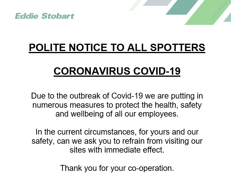 An Important Message from Eddie Stobart Logistics to all Club Members, Spotters and Fans. Please Share