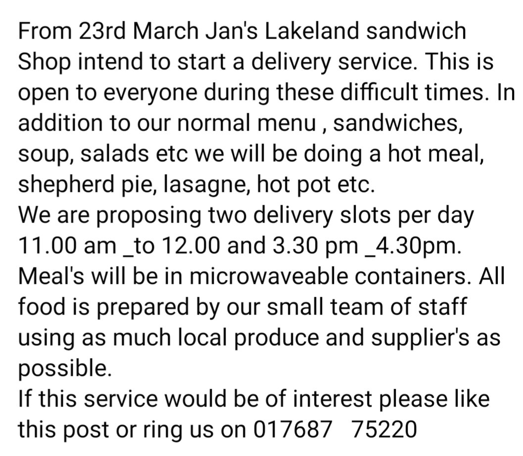 Please see the notice below. Sorry to all outside Keswick who support us when on holidays but I'm not biking or scooting all over the UK 🛴🚲😁😁 @janslss