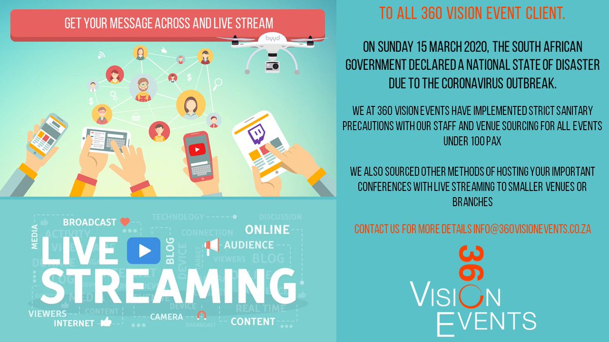 Get your Message Across and Live Stream your Conference #coronavirusSA #eventsSA #conference Contact us info@360visionevents.co.za