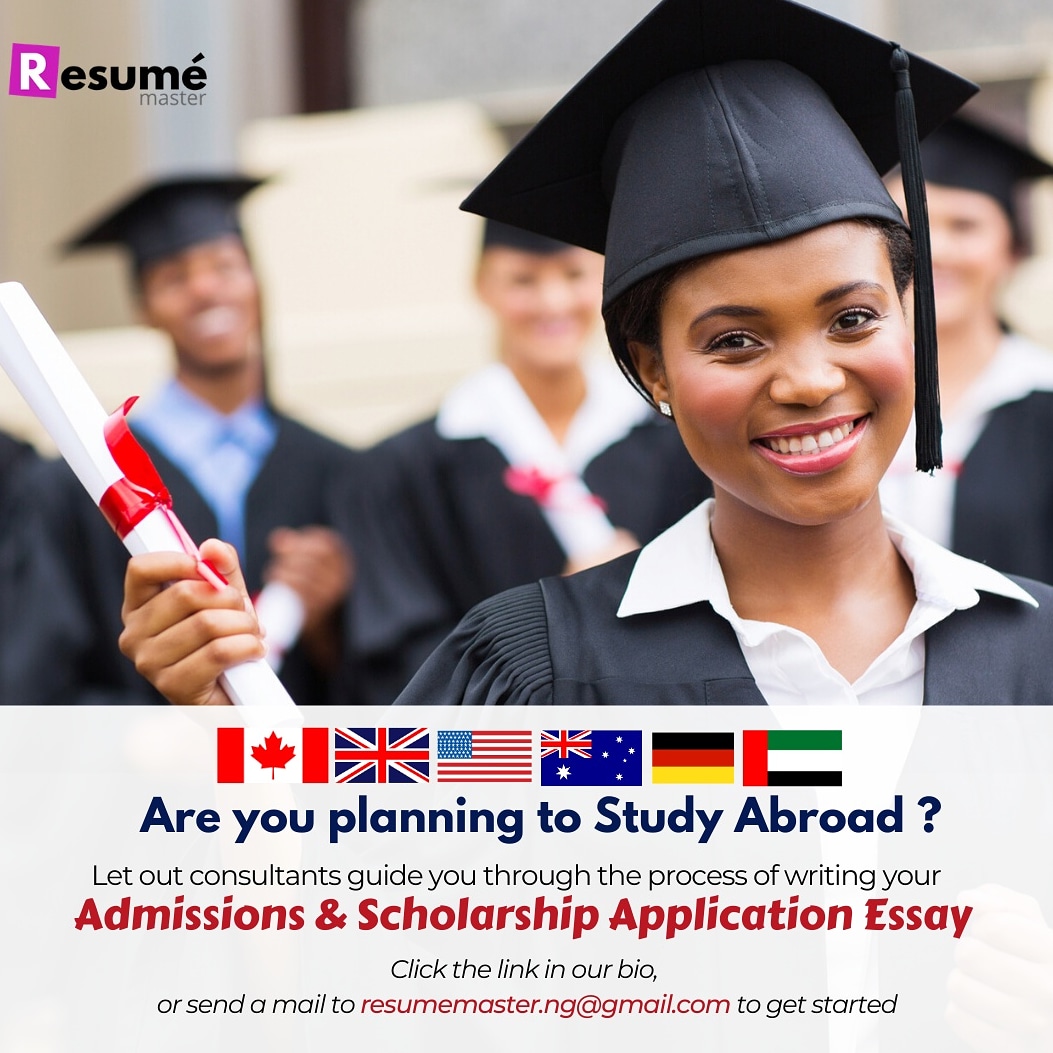 Are you planning to Study Abroad?

Don't leave your affairs to chance!

Let us help draft your University  Admissions /Scholarship Application Essay to boost your chances of gaining admission.

 Click the link in our bio or send us a direct msg #Nysc #ASUU #WednesdayMotivation