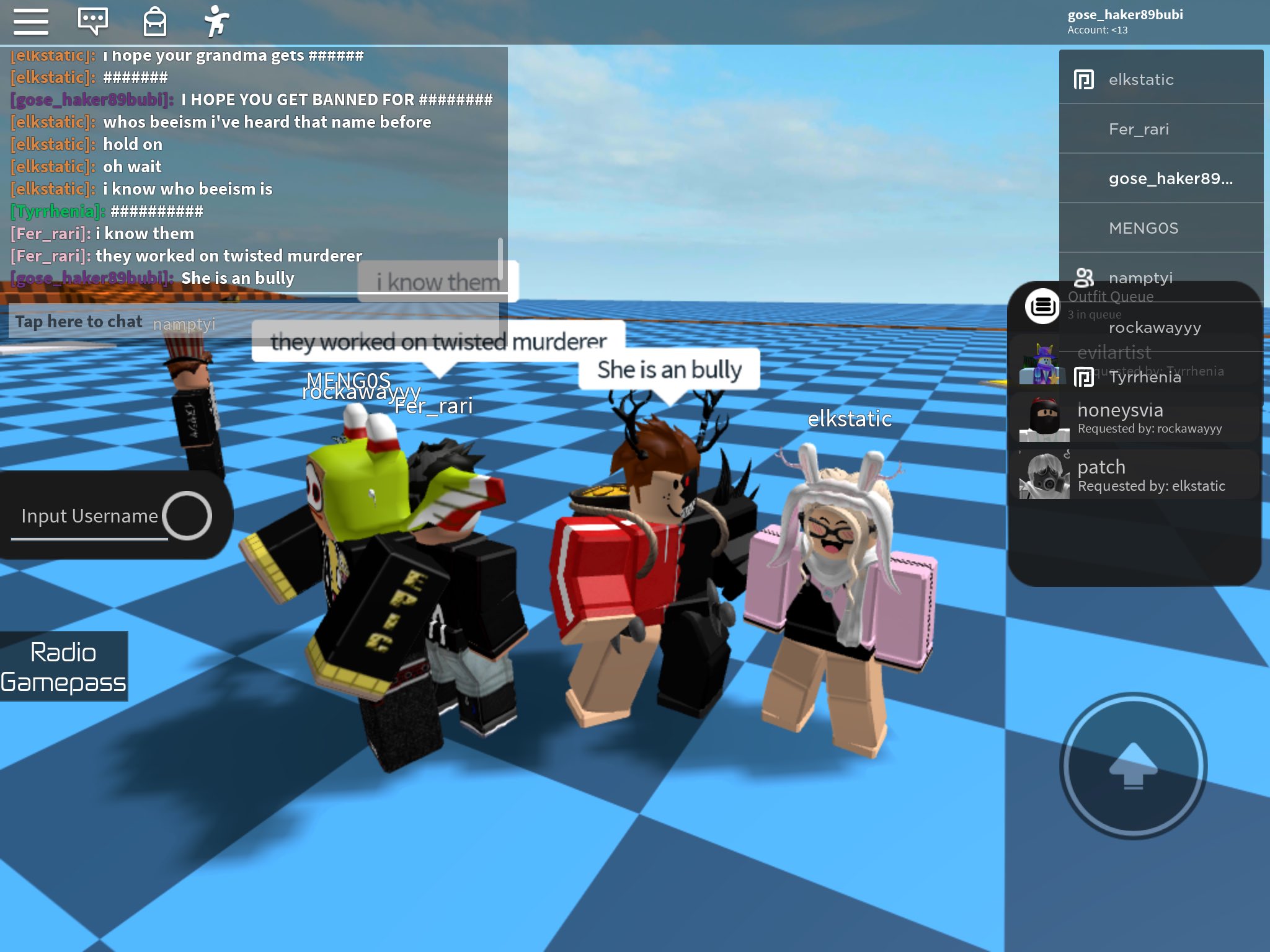 Tyler On Twitter Roblox Look This Girl Is Saying Her Friend Is An Roblox Admin And Also She Bullied Her Friend And I Had To Get Revenge For Him So I Bullied - rbxos on twitter yall mind if i thanos car roblox