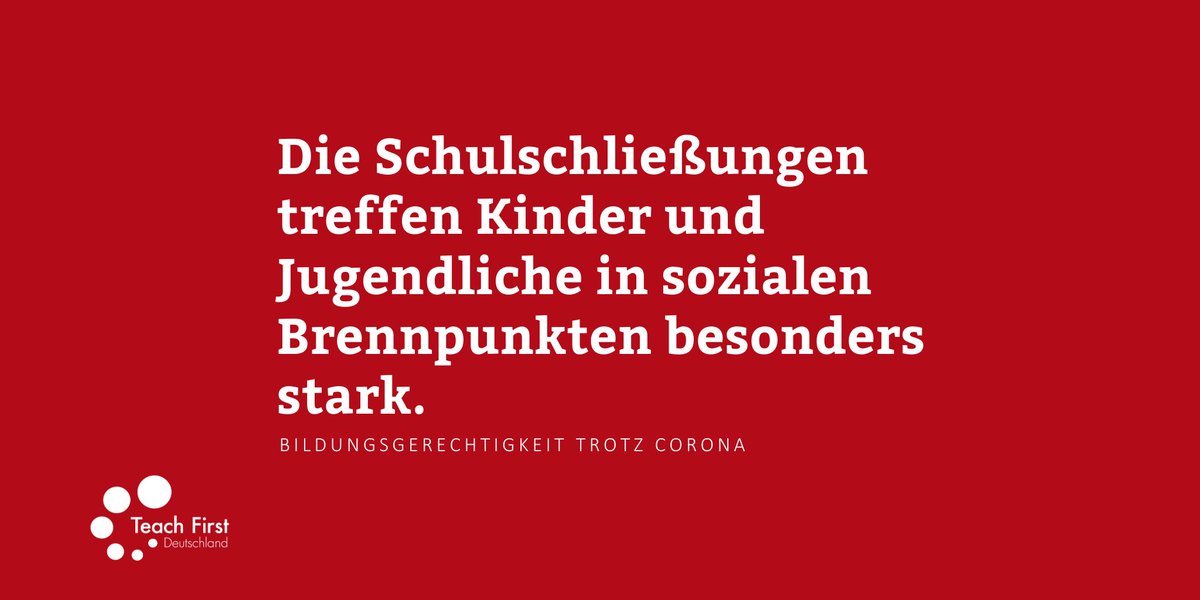 Die Schulschließungen treffen Schüler*innen in #Brennpunkten besonders stark. Dafür gibt es mehrere Gründe: Die #digitalen Lernangebote, die vielerorts genutzt werden, erreichen sie kaum. Häufig fehlen zu Hause aus finanziellen Gründen geeignete Endgeräte... (1/4)