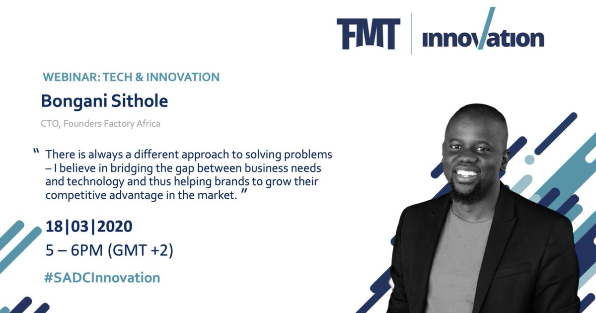 BongoHive's tweet photo. The #SADCInnovation Challenge focuses on using tech to develop solutions. 
In this afternoon's webinar, @bonganis &amp; team @botlhaleAI (winners from S3 #DataHack4FI) will share insights on building tech to solve challenges.
Register here https://t.co/K8NLEczne6 https://t.co/iC6nMTUFWL