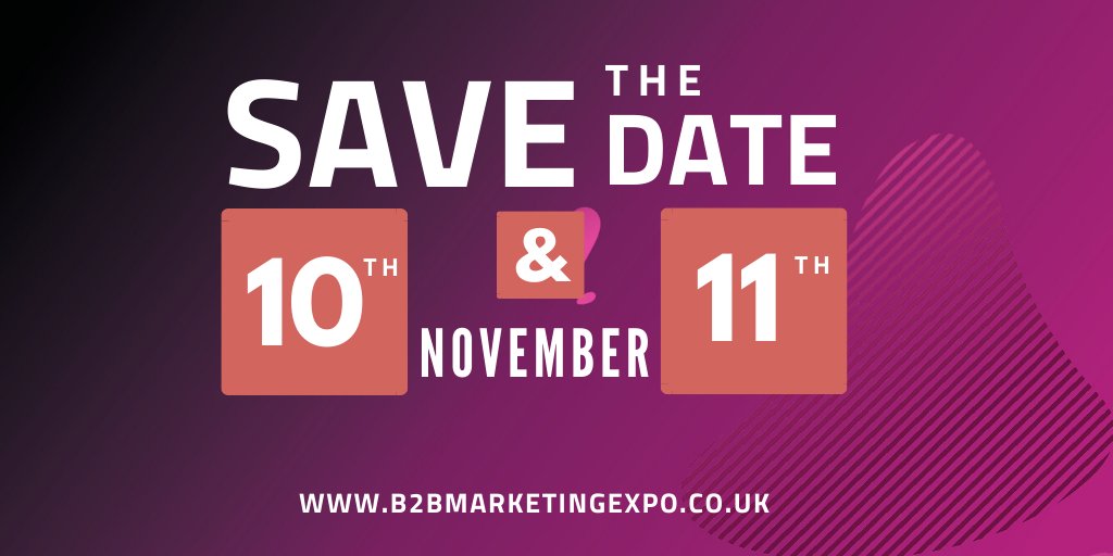 B2BMarketingEX's tweet image. Don't forget that #B2BMarketing20 &amp;amp; #MTEX20 have been rescheduled - so make sure you've added our new dates to your diary📅

- 𝟏𝟎𝐭𝐡 &amp;amp; 𝟏𝟏𝐭𝐡 𝐍𝐨𝐯𝐞𝐦𝐛𝐞𝐫 𝟐𝟎𝟐𝟎 -

All registered tickets are still valid😊

#B2BMarketing #Marketing #MarketingExpo