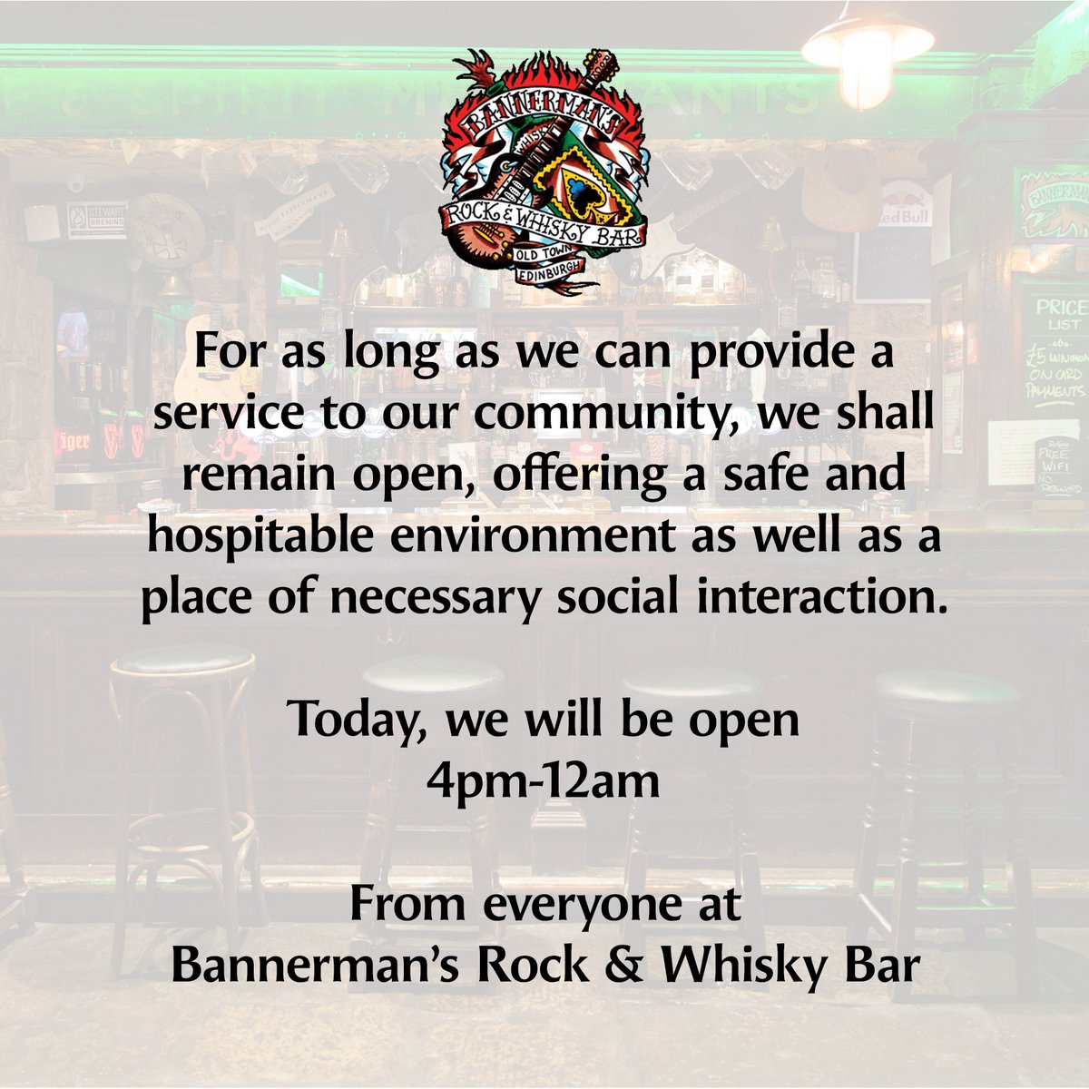 Gigs (@BannermansBar) on Twitter photo 2020-03-18 09:30:09